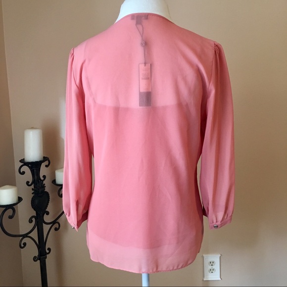 Talbots Salmon Peach Blouse with Matching Camisole - Picture 3 of 8